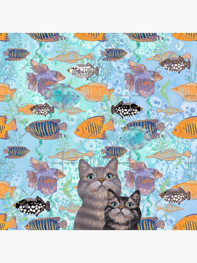 Two tabby cats and a fish tank by andreeadumez