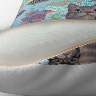 Alternate view of Two tabby cats and a fish tank Throw Pillow