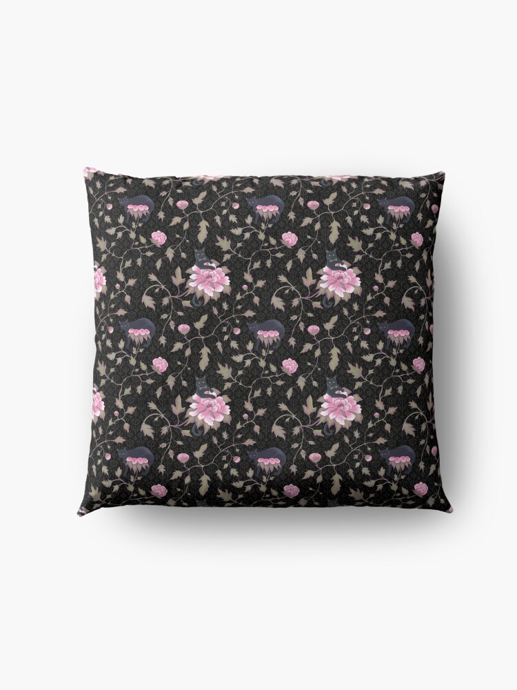 Alternate view of Black cats in the night Floor Pillow