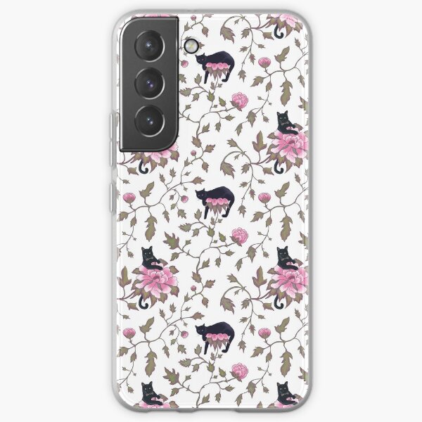 Peony flowers and cats Samsung Galaxy Soft Case