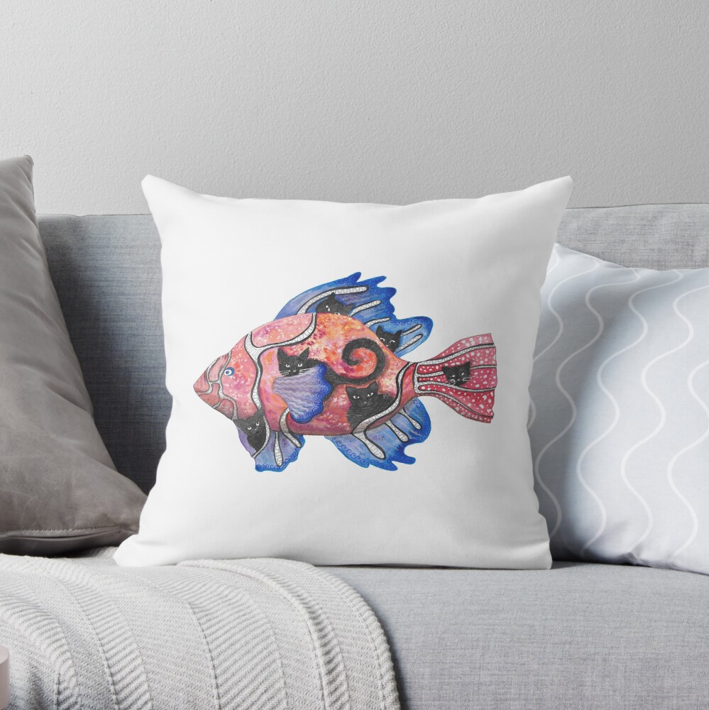 CatFish Throw Pillow