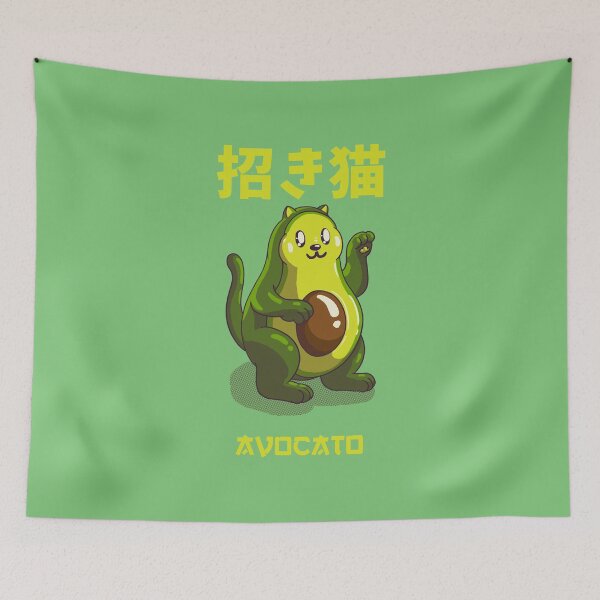 Item preview, Maneki Neko Avocato - Funny Combo Avocado Cat - Reusable Facemask, Washable Face Cover, Wall Art, T Shirt Design designed and sold by Any Color Designs.