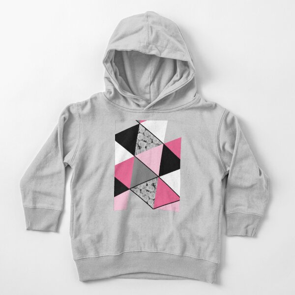 Triangles Black White Pink Grey and Flowers Toddler Pullover Hoodie