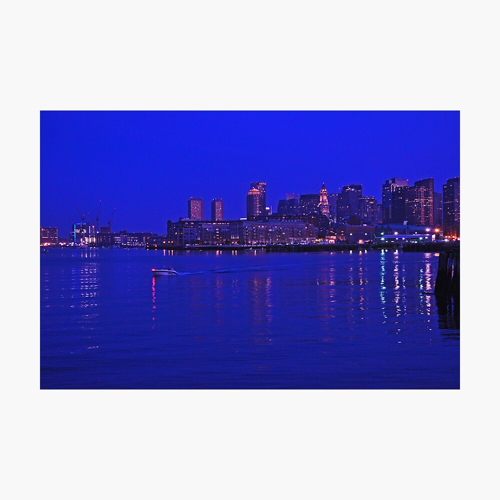 Boston Skyline At Night Poster By Michael6076 Redbubble