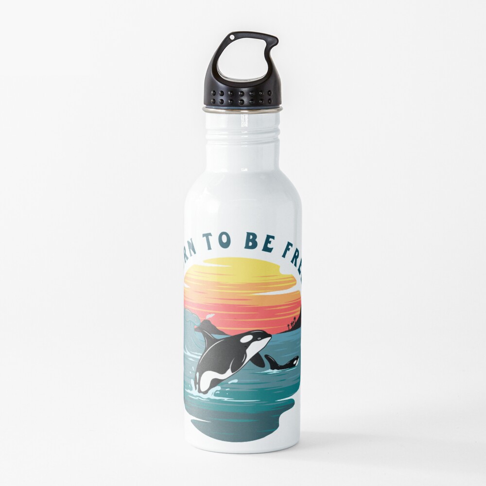 Born to Be Free Killer Whale Design Water Bottle