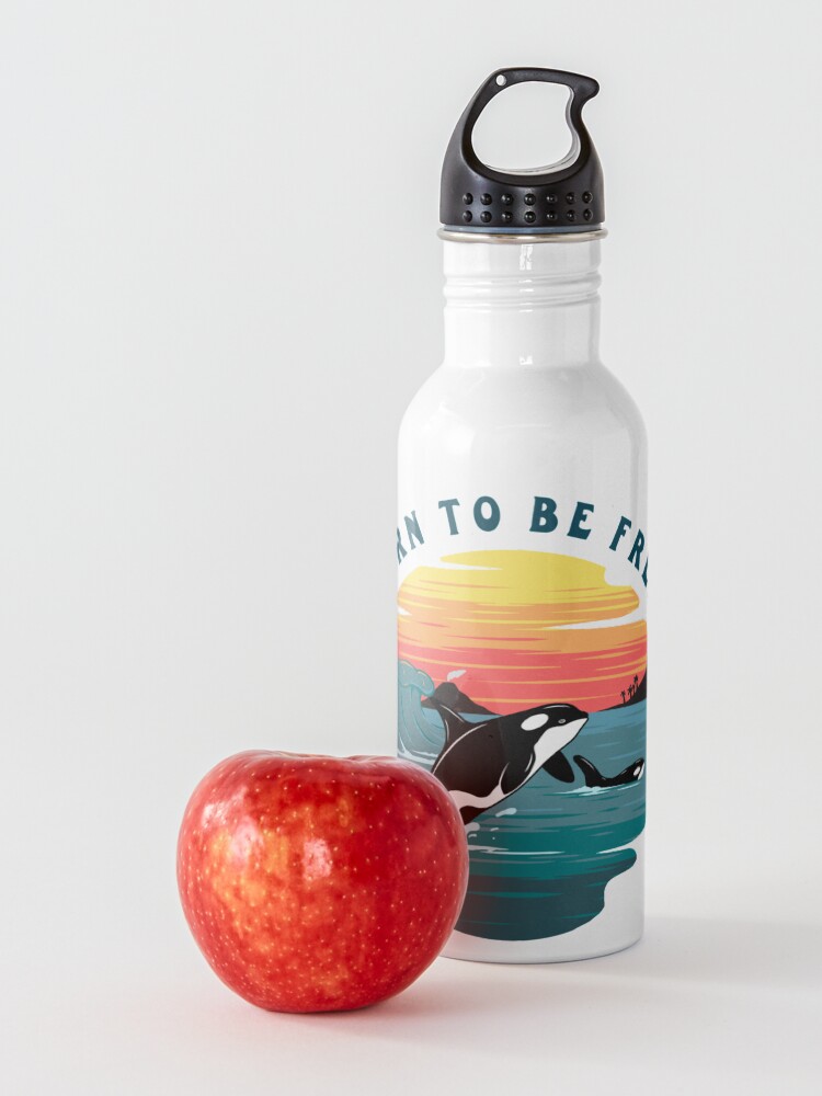 Alternate view of Born to Be Free Killer Whale Design Water Bottle