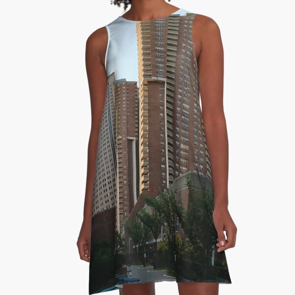 Tower Block, High-rise building, New York, Manhattan, Downtown  A-Line Dress