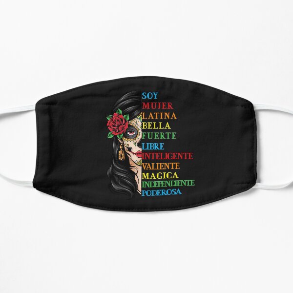 Soy Mujer Latina Chingona Red Rose in Hair Cita inspiradora Mujer Latina, mujeres mexicanas, orgullo mexicano Mascarilla plana