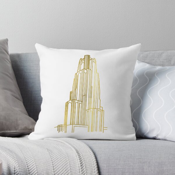 Gold Cathedral of Learning Throw Pillow