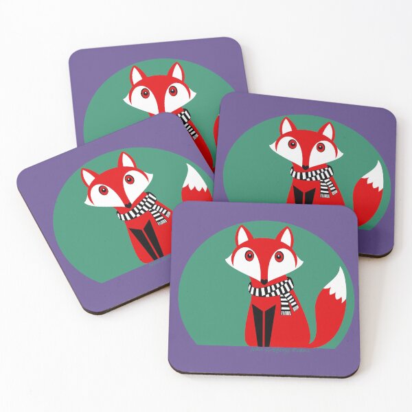 Item preview, FOX IN BLACK AND WHITE SCARF designed and sold by Jean Gregory Evans.