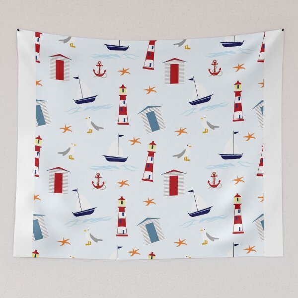 Item preview, NAUTICAL PATTERN, LIGHTHOUSES & SAILBOATS designed and sold by DigitalEffects.
