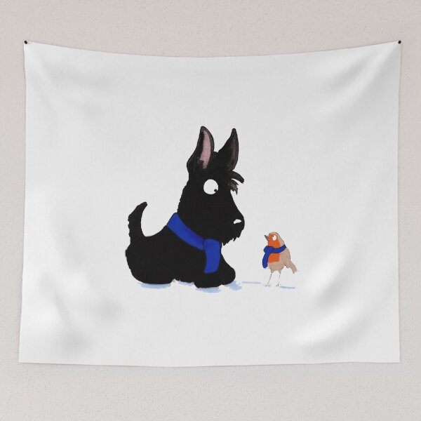Aperçu de l'œuvre Scottie Dog & Robin 'Winter Scarfes' créée et vendue par archyscottie.