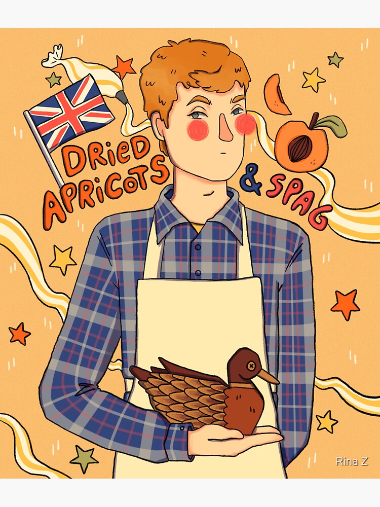 "Dried Apricots & Spag James Acaster" Sticker for Sale by Amira2oo1 Redbubble