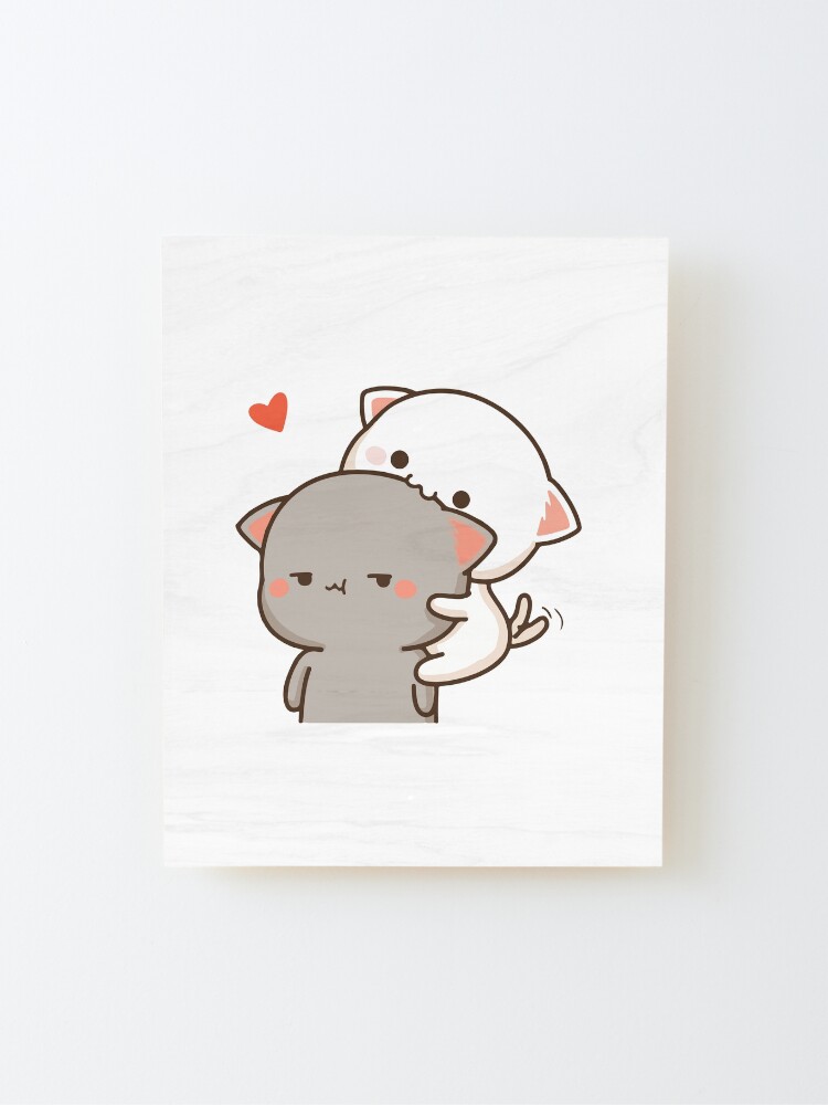 Alternate view of Peach Eating Goma Mochi Cat Nom Mounted Print