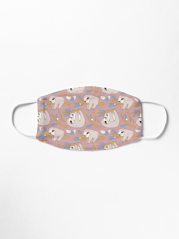 Alternate view of Sloth Pattern in Pink Mask