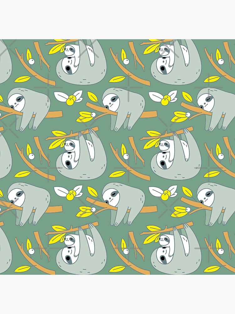 Sloth Pattern in Green by Miri-Noristudio