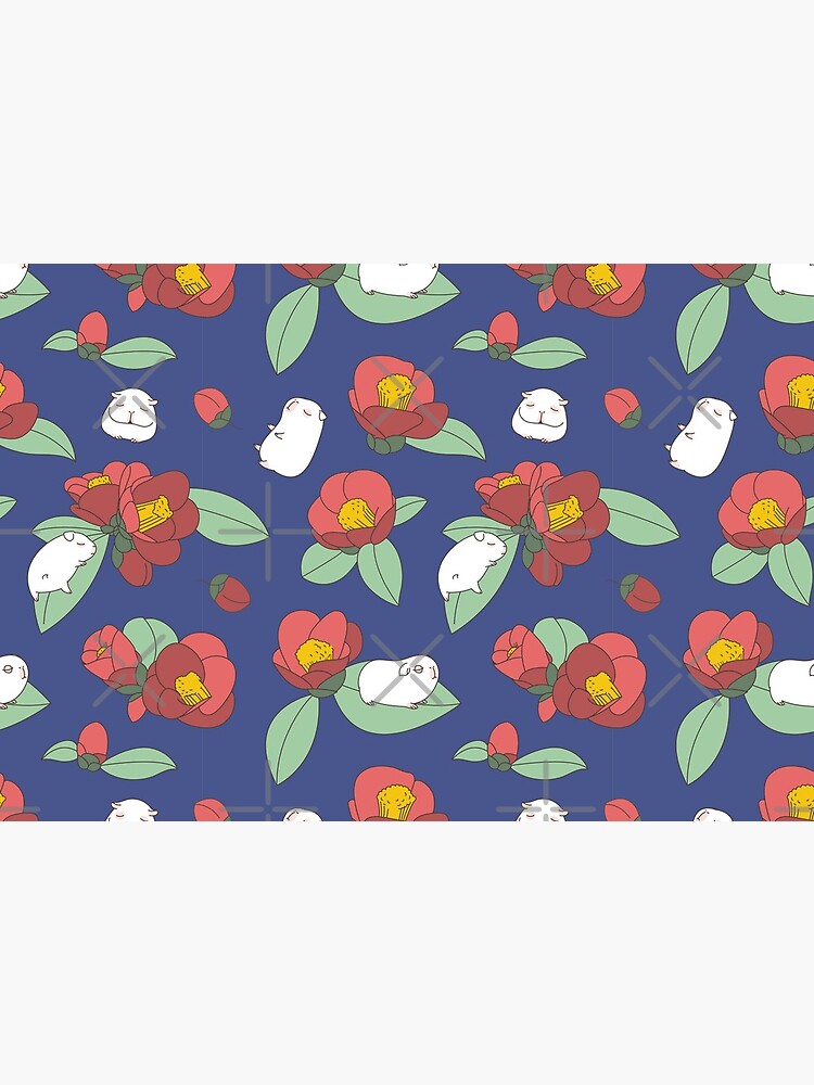 Japanese Camellia and Albino Guinea Pig Pattern by Miri-Noristudio