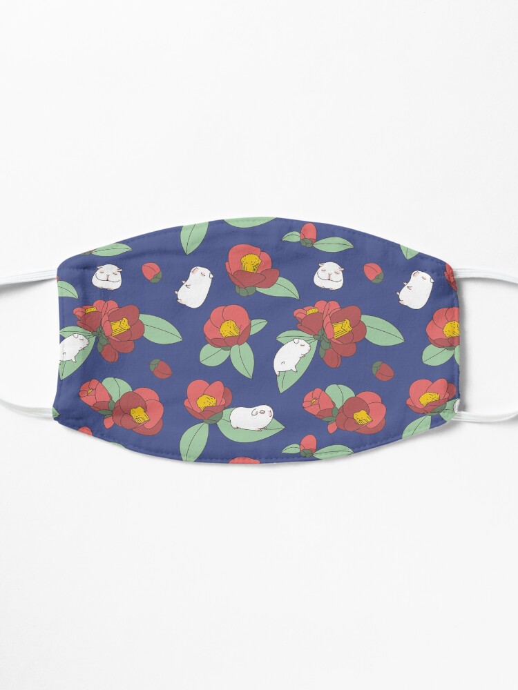 Alternate view of Japanese Camellia and Albino Guinea Pig Pattern Mask