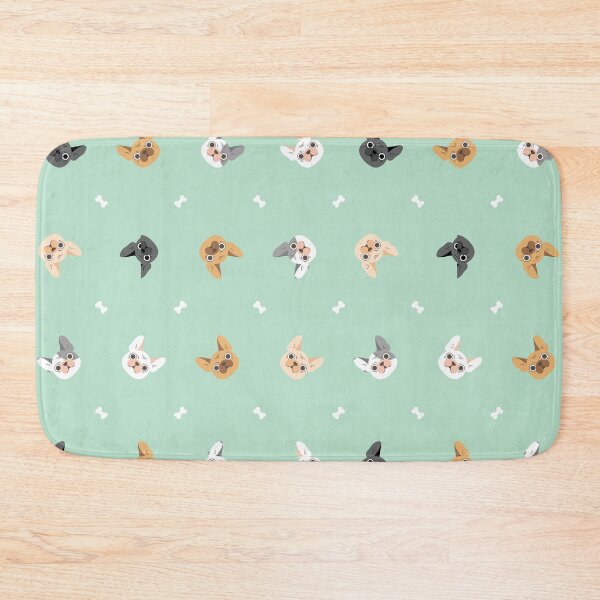 Item preview, French Bulldogs Pattern in Mint Background  designed and sold by Miri-Noristudio.