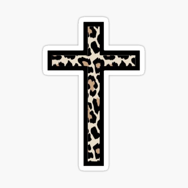 Cheetah Print Cross Design Sticker