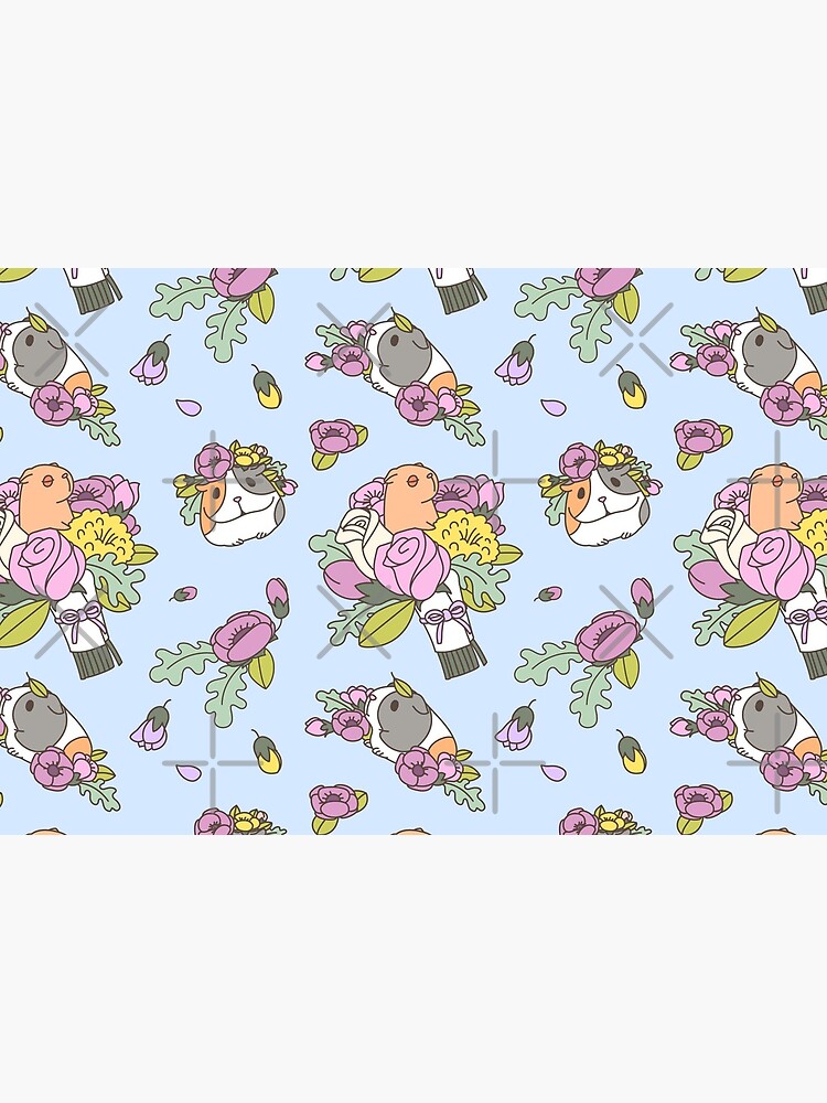 Flowers and Guinea pig pattern, spring floral Pattern by Miri-Noristudio