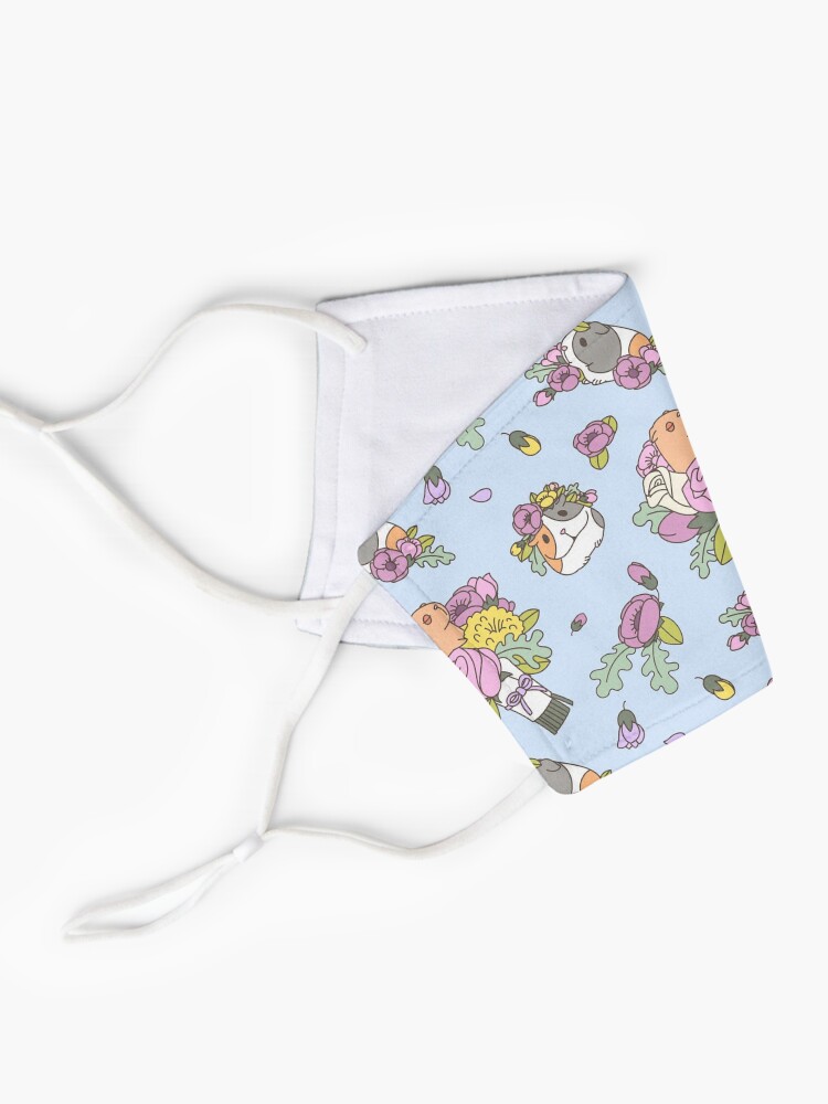 Alternate view of Flowers and Guinea pig pattern, spring floral Pattern Mask