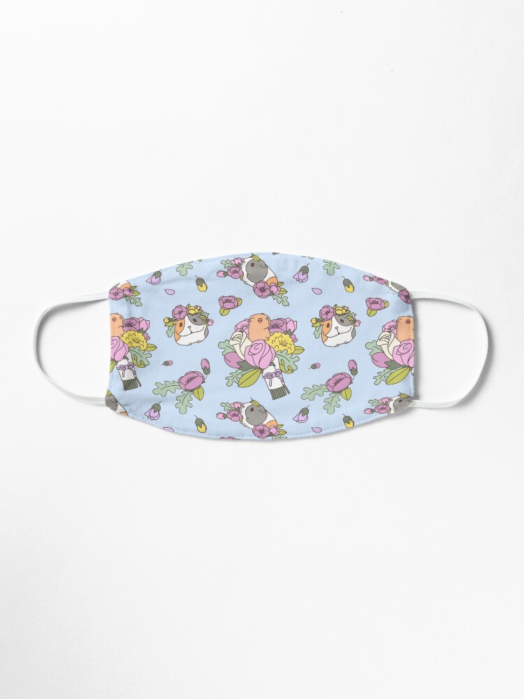 Alternate view of Flowers and Guinea pig pattern, spring floral Pattern Mask