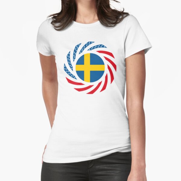 Swedish American Multinational Patriot Flag Series Fitted T-Shirt