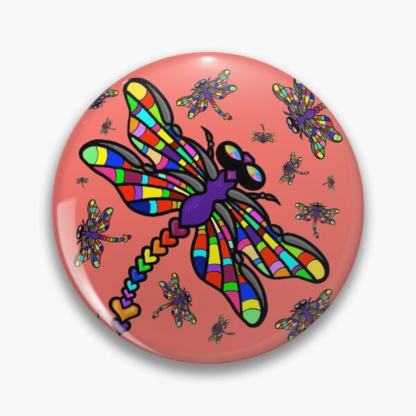 Item preview, Colourful Dragonflies. The original multi-coloured Dragonflyght - Living Coral by Amanda M Lucas designed and sold by Amanda Lucas.