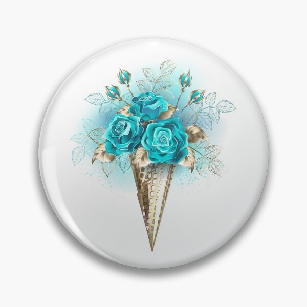 Item preview, Waffle Cone with Turquoise Roses designed and sold by Blackmoon9.