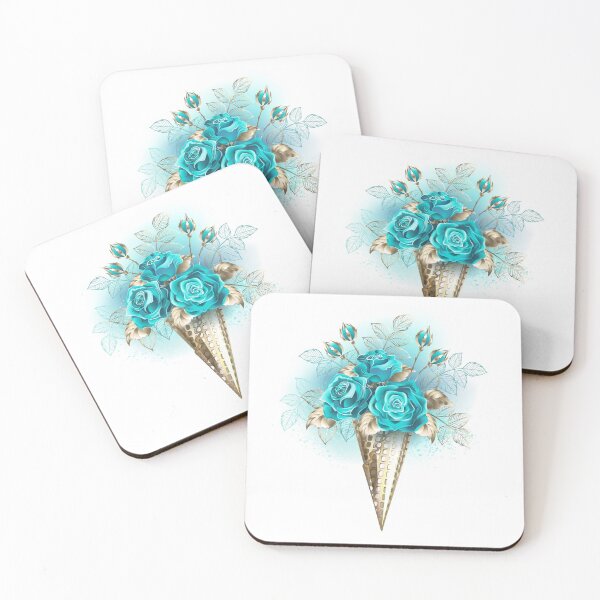 Item preview, Waffle Cone with Turquoise Roses designed and sold by Blackmoon9.