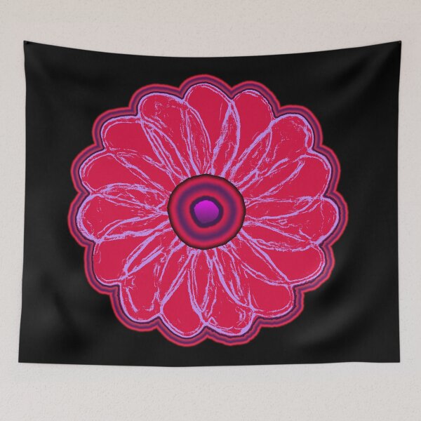 Item preview, HAND DRAWN RETRO HOT PINK AND PURPLE SINGLE FLOWER DESIGN designed and sold by ozcushionstoo.