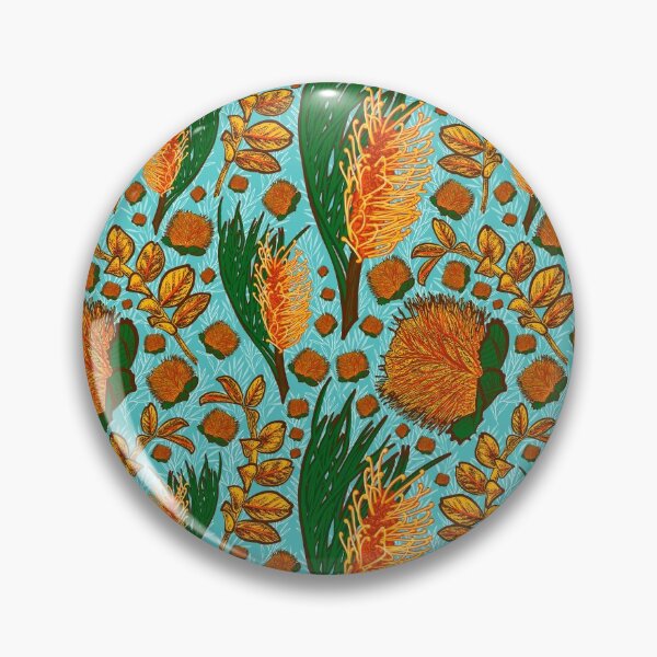 Item preview, Blue and Orange Native Australian Floral Pattern - CreateArtHistory designed and sold by Annalee Beer.