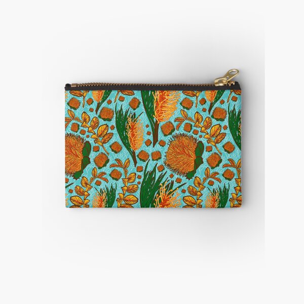Aperçu de l'œuvre Motif floral australien indigène bleu et orange - CreateArtHistory créée et vendue par Annalee Beer.