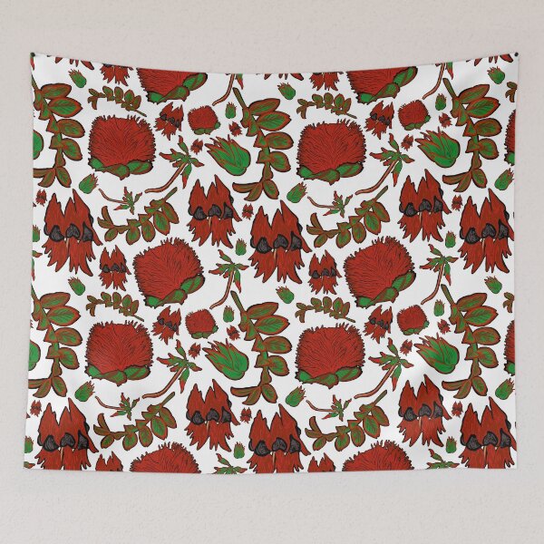 Item preview, Native Australian Florals - Red and Green - Banksia and Sturt Desert Pea - CreateArtHistory designed and sold by Annalee Beer.