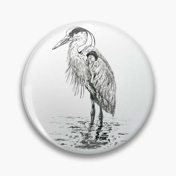 Item preview, Great Blue Heron Pen Illustration designed and sold by stuffbysyd.