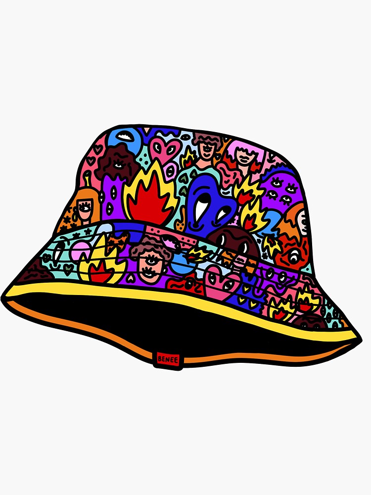 BENEE album inspired doodle art buckethat Sticker for Sale by