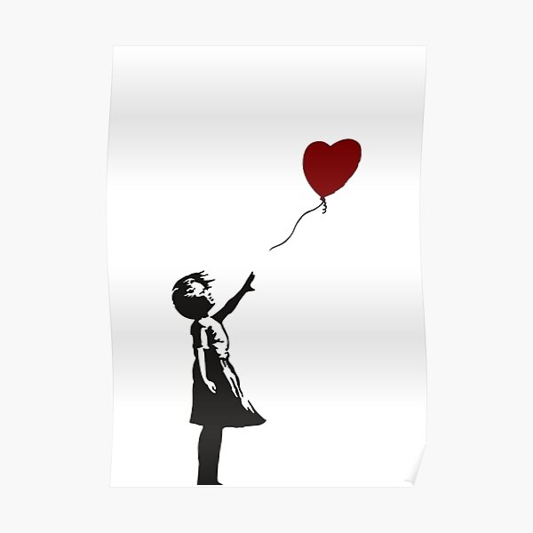 Banksy - Chica con corazón de globo Póster