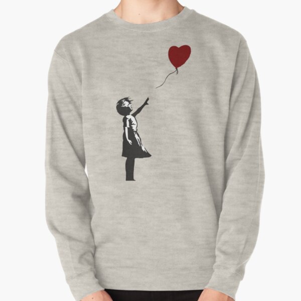 Banksy - Girl with Balloon Heart Pullover Sweatshirt