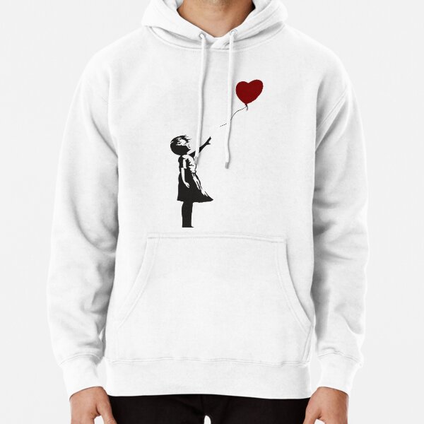 Banksy - Girl with Balloon Heart Pullover Hoodie