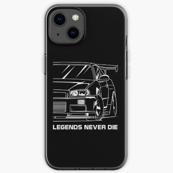 Nissan Skyline GTR R34, BNR34, JDM, Legenden sterben nie, Autoliebhaber, Auto-Typ, Autofan, Auto-Enthusiast, Getriebe, Benzinkopf, JDM-Liebhaber-Geschenk iPhone Flexible Hülle
