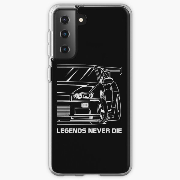 Nissan Skyline GTR R34, BNR34, JDM, Legends Never Die, Car Lover, Car Guy, Car Fan, Car Enthusiast, Gearhead, Petrolhead, JDM Lover Gift Samsung Galaxy Soft Case