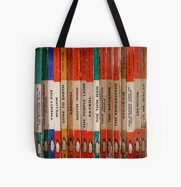 Arte clásico del libro del pingüino del vintage Bolsa estampada de tela