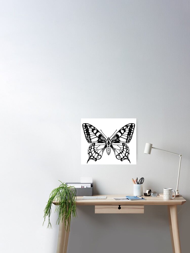 Butterfly Pen and Ink Stippling Illustration Sticker for Sale by