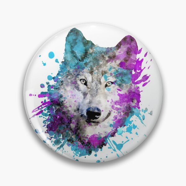 Artikelvorschau, Mutiger künstlerischer malender blauer lila violetter Cyan der Aquarellwolfwölfe entworfen und verkauft von dramabite.