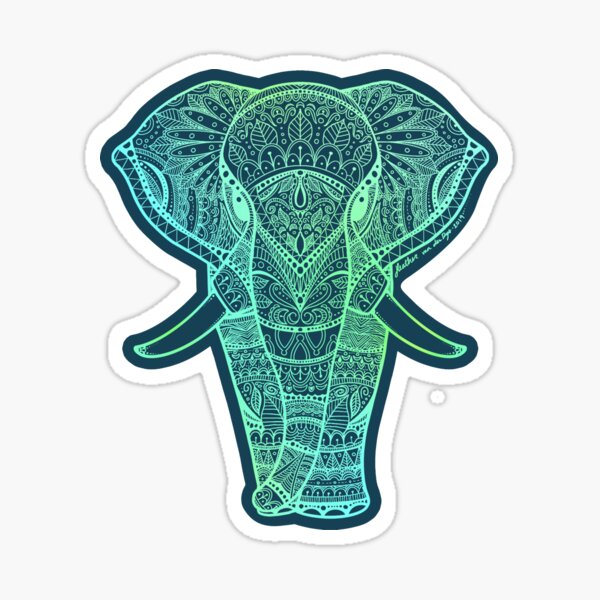 Elephant Mandala | Dark Navy Sticker