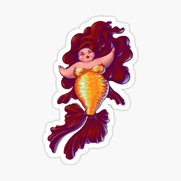 Vista previa del artículo con la obra «Sirena de pelo rojo con curvas», diseñado y vendido por hollowedskin.