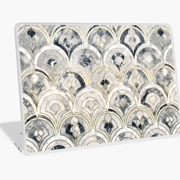 Monochrome Art Deco Marble Tiles Laptop Skin
