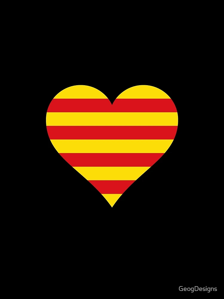 Flag Spanish-catalan heart, white background