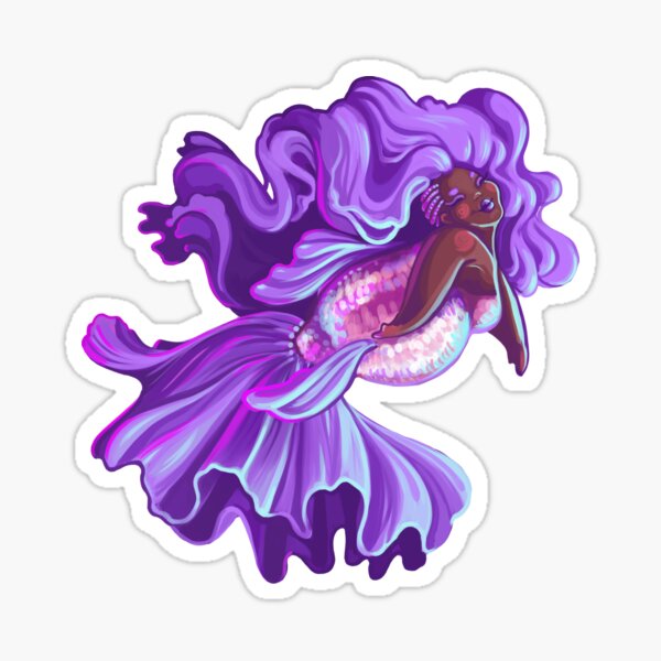 Vista previa del artículo con la obra «Sirena púrpura con curvas», diseñado y vendido por hollowedskin.